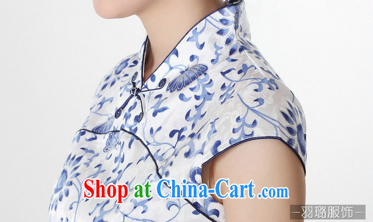 Jessup, new retro improved national, short-sleeved stamp manual tray snaps cheongsam dress Chinese cheongsam Chinese qipao TD 0207 #Blue on white flower XXL pictures, price, brand platters! Elections are good character, the national distribution, so why buy now enjoy more preferential! Health