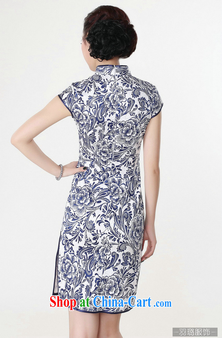 Jessup, new Ethnic Wind and elegant, for antique blue and white porcelain stamp short sleeve cheongsam dress improved Chinese qipao cotton robes TD 0204 Blue on white flower XXL pictures, price, brand platters! Elections are good character, the national distribution, so why buy now enjoy more preferential! Health