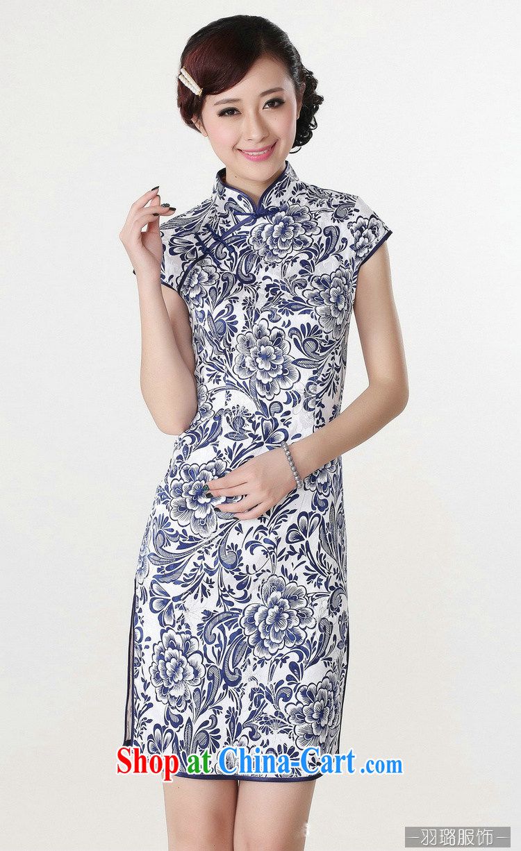 Jessup, new Ethnic Wind and elegant, for antique blue and white porcelain stamp short sleeve cheongsam dress improved Chinese qipao cotton robes TD 0204 Blue on white flower XXL pictures, price, brand platters! Elections are good character, the national distribution, so why buy now enjoy more preferential! Health