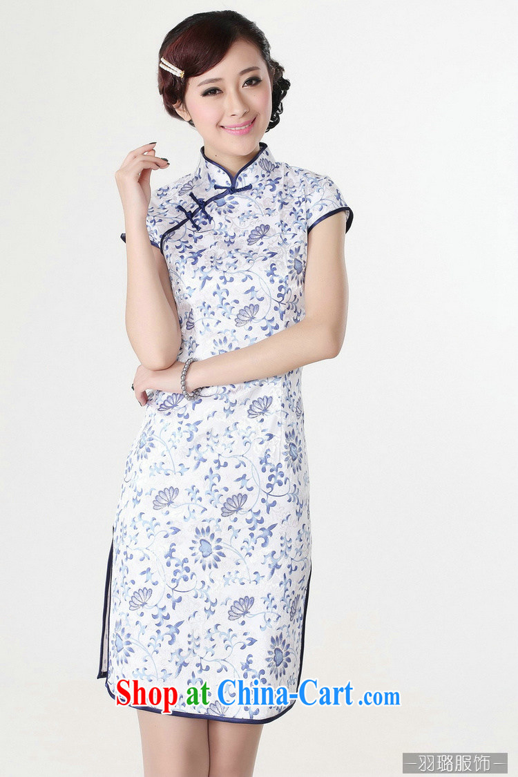 Jessup, new retro elegant and fresh, stamp duty for short-sleeved hand tie cheongsam dress improved Chinese qipao cotton robes TD 0205 Blue on white flower XXL pictures, price, brand platters! Elections are good character, the national distribution, so why buy now enjoy more preferential! Health