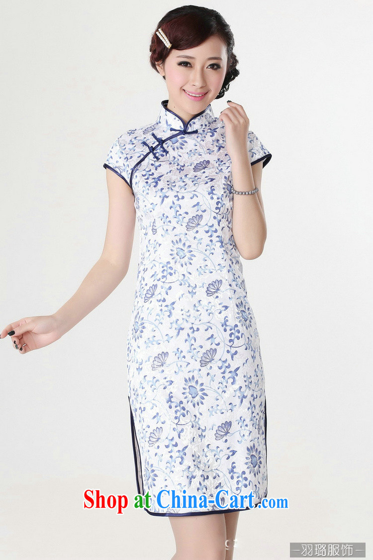 Jessup, new retro elegant and fresh, stamp duty for short-sleeved hand tie cheongsam dress improved Chinese qipao cotton robes TD 0205 Blue on white flower XXL pictures, price, brand platters! Elections are good character, the national distribution, so why buy now enjoy more preferential! Health