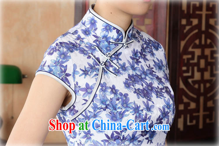 Ko Yo vines into exciting and 2015 retro short-sleeved improved stylish full-cotton for the cheongsam dress Chinese Dress Ethnic Wind short cheongsam dress D 0223 blue 175/2 XL pictures, price, brand platters! Elections are good character, the national distribution, so why buy now enjoy more preferential! Health