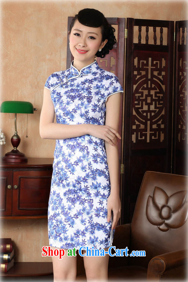 Ko Yo vines into exciting and 2015 retro short-sleeved improved stylish full-cotton for the cheongsam dress Chinese Dress Ethnic Wind short cheongsam dress D 0223 blue 175/2 XL pictures, price, brand platters! Elections are good character, the national distribution, so why buy now enjoy more preferential! Health