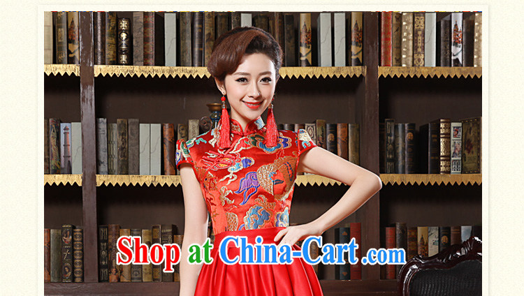 Tslyzm 2015 spring and summer dresses new short-sleeved gown fashion cheongsam red bridal toast clothing wedding dress cheongsam dress New Red XXL pictures, price, brand platters! Elections are good character, the national distribution, so why buy now enjoy more preferential! Health