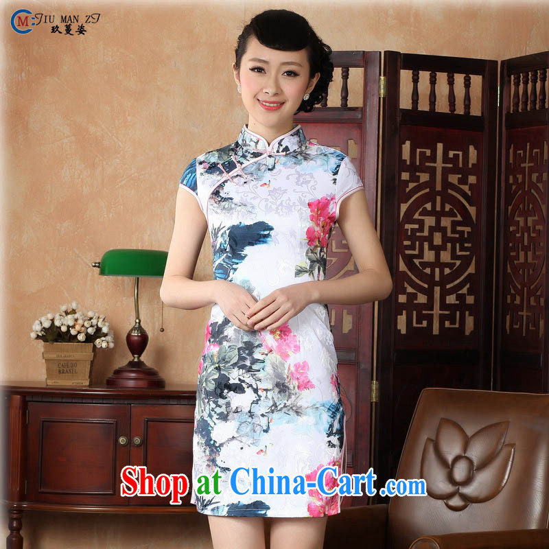 Ko Yo vines into colorful 2015 retro short-sleeved improved stylish poster pure cotton cheongsam dress Chinese Dress ethnic wind short cheongsam dress D 0224 Map Color 175_2 XL