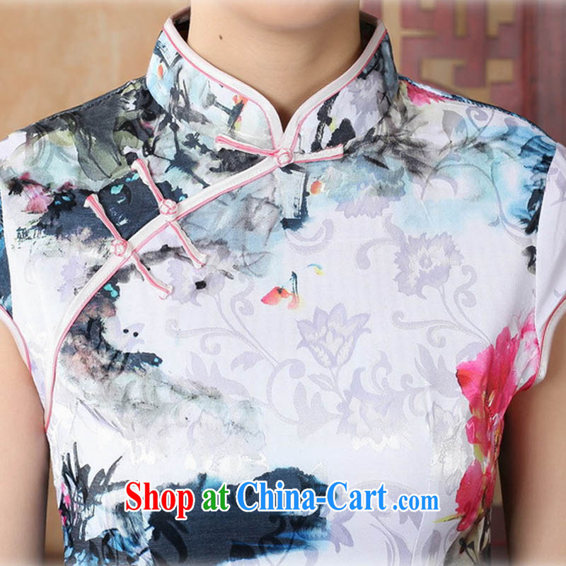 Ko Yo vines into exciting and 2015 retro short-sleeved improved stylish poster pure cotton cheongsam dress Chinese Dress ethnic wind short cheongsam dress D 0224 Map Color 175/2 XL, capital city sprawl, shopping on the Internet
