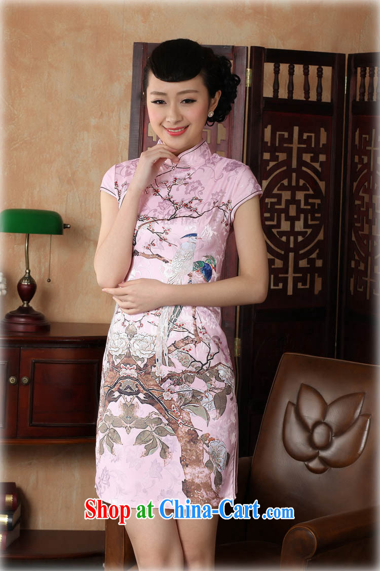Capital city sprawl 2015 retro short-sleeve improved stylish jacquard cotton cheongsam dress Chinese Dress ethnic wind short cheongsam dress D 0225 pale pink 175/2 XL pictures, price, brand platters! Elections are good character, the national distribution, so why buy now enjoy more preferential! Health