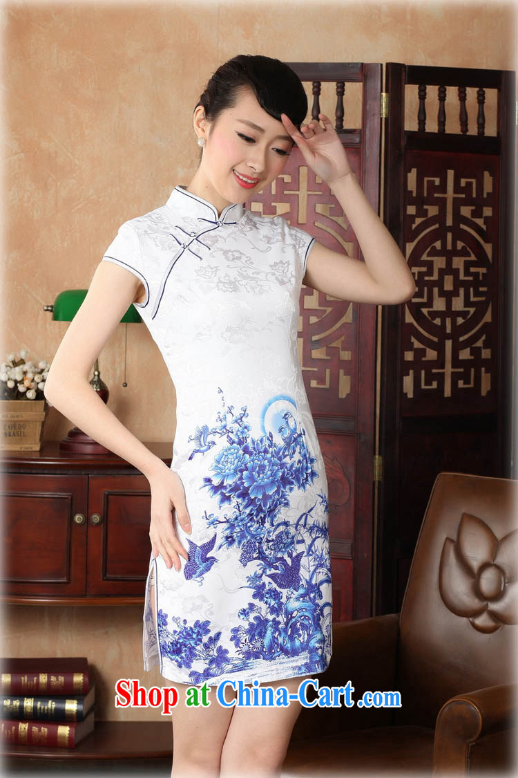 Capital city sprawl 2015 new retro short-sleeved improved stylish jacquard cotton cheongsam dress Chinese Dress ethnic wind short cheongsam dress D 0228 red flower 155/S pictures, price, brand platters! Elections are good character, the national distribution, so why buy now enjoy more preferential! Health
