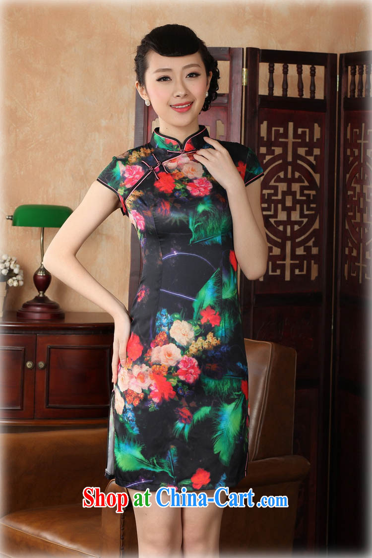 Capital city sprawl 2015 factory Direct retro short-sleeved improved stylish stamp damask cheongsam dress Chinese Dress ethnic wind short cheongsam dress D 0231 5 color 165/L pictures, price, brand platters! Elections are good character, the national distribution, so why buy now enjoy more preferential! Health