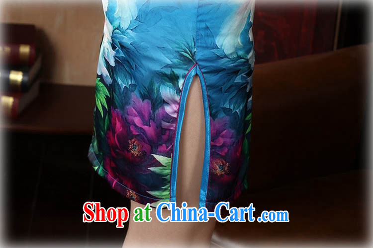 Capital city sprawl 2015 factory Direct retro short-sleeved improved stylish stamp damask cheongsam dress Chinese Dress ethnic wind short cheongsam dress D 0231 5 color 165/L pictures, price, brand platters! Elections are good character, the national distribution, so why buy now enjoy more preferential! Health
