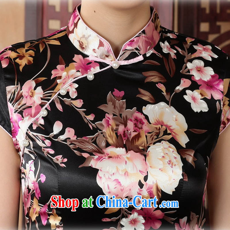 Summer 2015 new stylish high-end stamp damask is a tight, short-sleeved video thin improved retro elegant cheongsam dress with short J 5134 black 155/S, capital city sprawl, shopping on the Internet