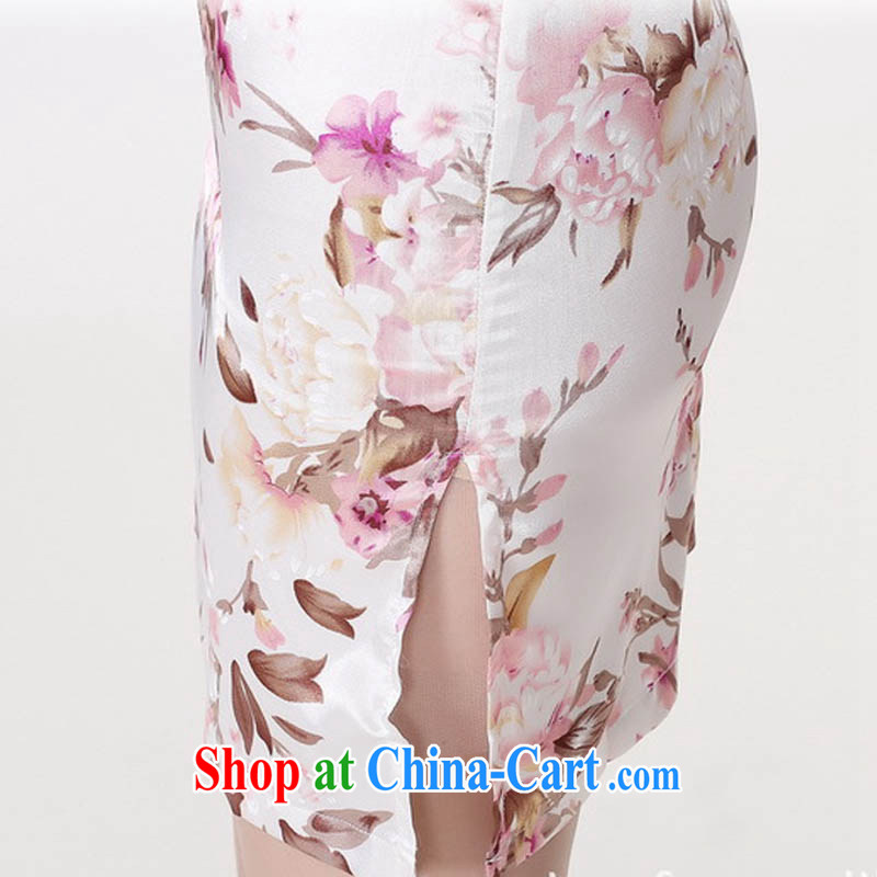 Summer 2015 new stylish high-end stamp damask is a tight, short-sleeved video thin improved retro elegant cheongsam dress with short J 5134 black 155/S, capital city sprawl, shopping on the Internet