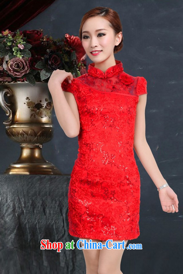 Elections to the payment -- red bridal dresses wedding toast clothing retro embroidery take short improved cheongsam-Noble 6613 red XL pictures, price, brand platters! Elections are good character, the national distribution, so why buy now enjoy more preferential! Health