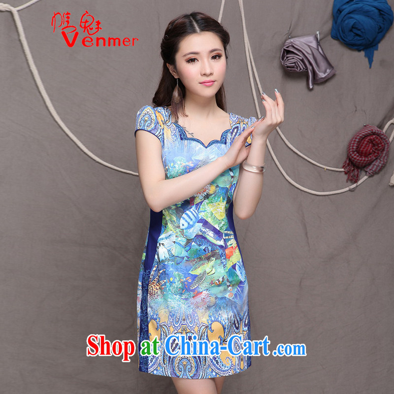 Clearly, Venmer embroidered cheongsam high-end Ethnic Wind and stylish Chinese qipao dress daily retro beauty video tall dresses 9908 White Picture Color XXL