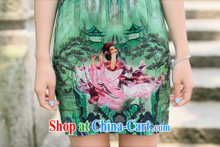 kam world, Yue shen video thin lady Xiao Ming pattern antique Chinese landscapes figure painting stamp pattern style short-sleeved improved cheongsam dresses daily dress dress gold beauty figure XXL pictures, price, brand platters! Elections are good character, the national distribution, so why buy now enjoy more preferential! Health