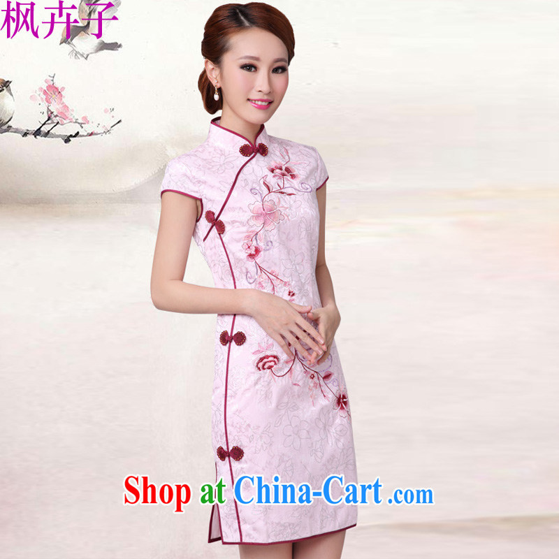 Maple floral displays the 2015 new summer fashion improved Chinese qipao high collar dress qipao F 6033 pink S