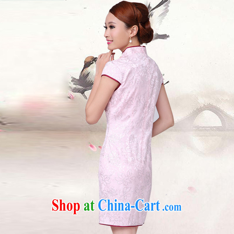 Maple floral displays the 2015 new summer fashion improved Chinese qipao high collar dress qipao F 6033 pink S, maple exotic flowers, and shopping on the Internet