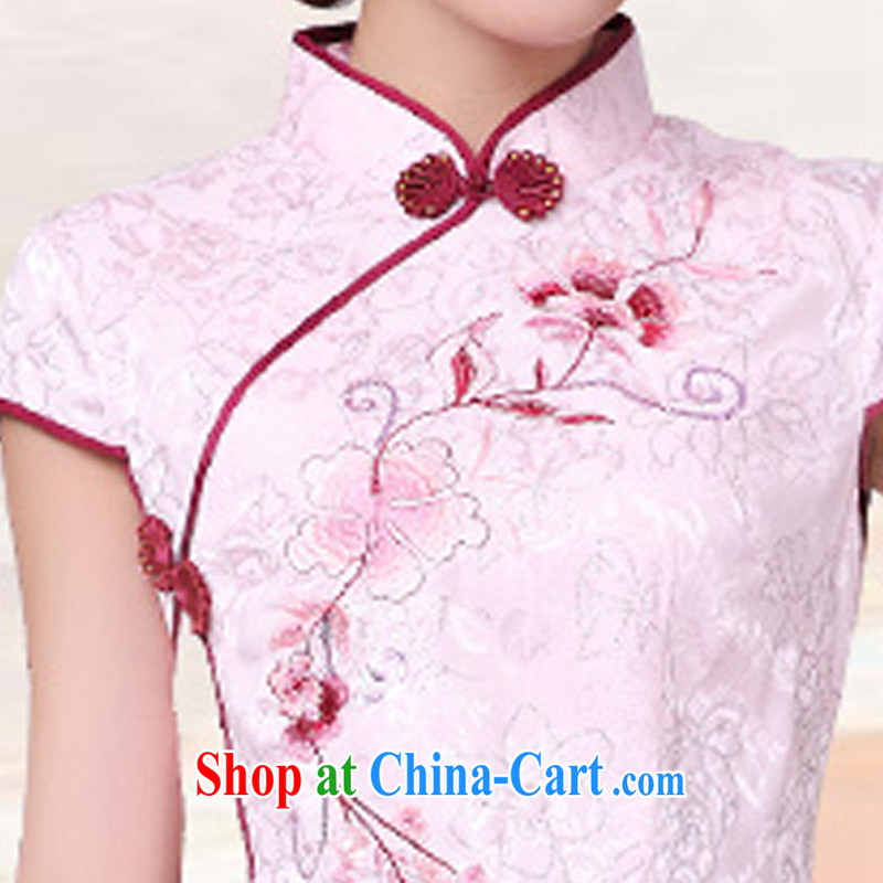 Maple floral displays the 2015 new summer fashion improved Chinese qipao high collar dress qipao F 6033 pink S, maple exotic flowers, and shopping on the Internet