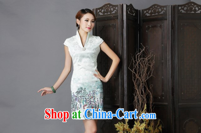 National wind New Tang with stylish and improved Daily Beauty sexy cheongsam dress light green XL pictures, price, brand platters! Elections are good character, the national distribution, so why buy now enjoy more preferential! Health