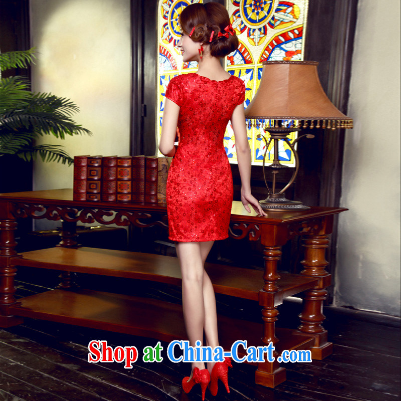 Dream of the day 2015 minimalist red short cheongsam dress elegant beauty marriages improved cheongsam Q 5523 red XXXL 2.4 feet around his waist, and dream of the day, shopping on the Internet