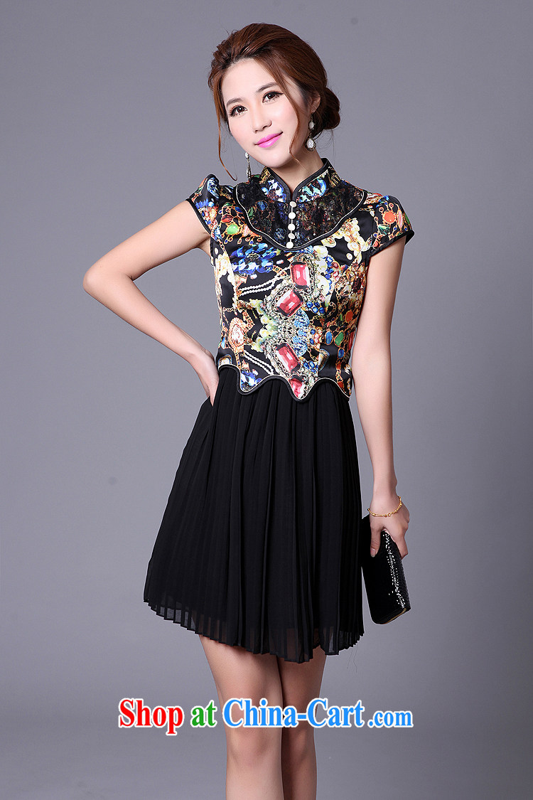 2015 summer cheongsam dress Stylish retro improved short-sleeved stitching abstract pattern cheongsam dress A 013 341 1 suit XL pictures, price, brand platters! Elections are good character, the national distribution, so why buy now enjoy more preferential! Health