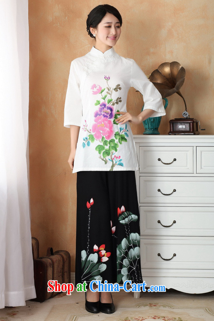 Jessup, new improved summer cotton the larger hand-painted T-shirt Chinese lady Han-Chinese shirt M 2393 white purple XXL pictures, price, brand platters! Elections are good character, the national distribution, so why buy now enjoy more preferential! Health
