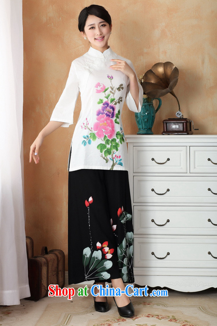 Jessup, new improved summer cotton the larger hand-painted T-shirt Chinese lady Han-Chinese shirt M 2393 white purple XXL pictures, price, brand platters! Elections are good character, the national distribution, so why buy now enjoy more preferential! Health