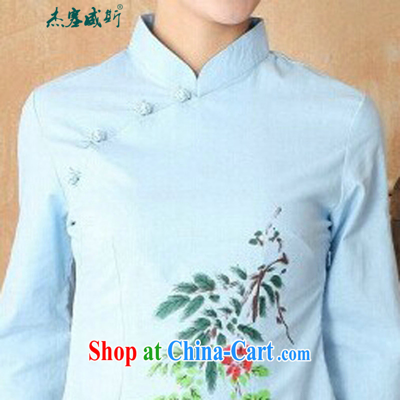 Jessup, new, improved, for cotton the larger Han-Chinese shirt, hand-painted Chinese Chinese T-shirt M 2395 blue S, Jessup, and shopping on the Internet