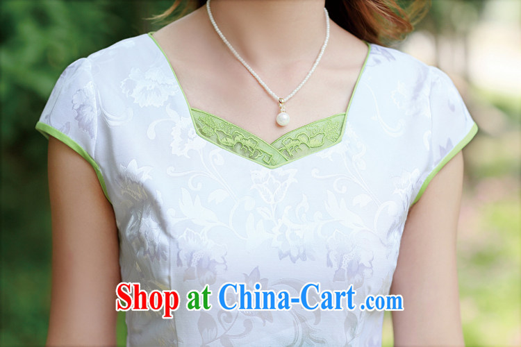 Lady elegance beauty graphics thin 2014 New China wind sepia image of the lotus dresses qipao improved daily T-shirt short skirt Green lotus XL pictures, price, brand platters! Elections are good character, the national distribution, so why buy now enjoy more preferential! Health