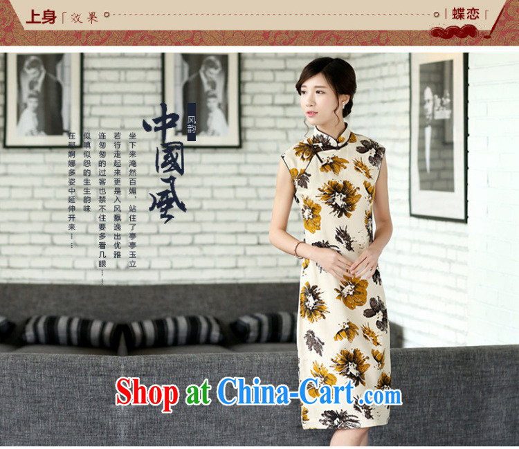 Butterfly Lovers 2015 spring new women with stylish and improved cultivation cheongsam dress linen-Tie long cheongsam 45,016 sunflower Japanese XXL pictures, price, brand platters! Elections are good character, the national distribution, so why buy now enjoy more preferential! Health