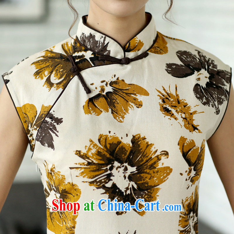 Butterfly Lovers 2015 spring new women with stylish and improved cultivation cheongsam dress linen-Tie long cheongsam 45,016 sunflower Japanese XXL, Butterfly Lovers, shopping on the Internet