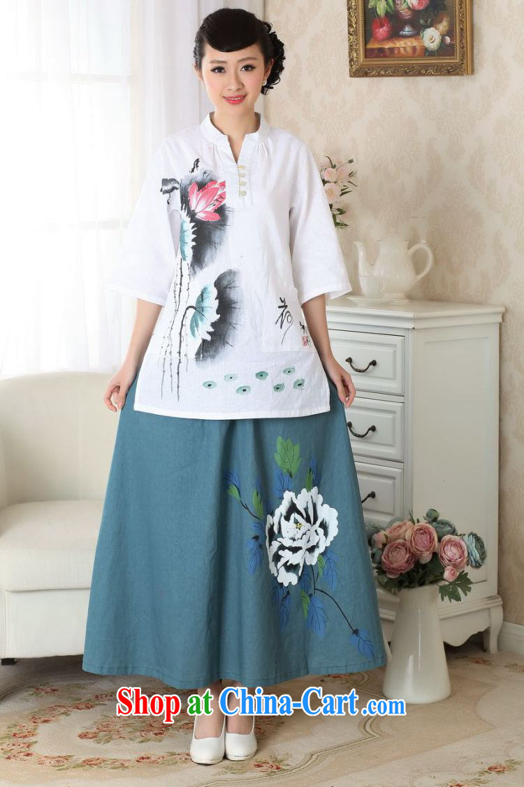 Jing An older skirt summer dress body cotton Ma hand painted ethnic wind load mother dress SH 146 photo color M pictures, price, brand platters! Elections are good character, the national distribution, so why buy now enjoy more preferential! Health