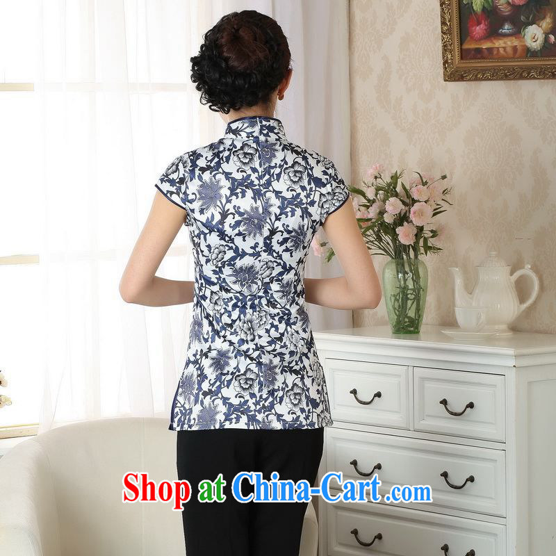 Allow Ms. Jing Tang Women's clothes summer wear T-shirt, blue collar and white porcelain Chinese Han-female improved Chinese short-sleeved A 0061 white Orchid 2 XL (recommendations 135 - 145 jack), an Jing, and shopping on the Internet