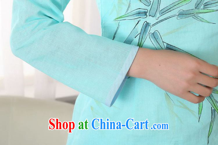 Allow Ms. Jing Tang Women's clothes summer V T-shirt collar linen hand-painted Chinese Han-female improved Tang in A cuff 0059 blue 2 XL (recommendations 135 - 145 jack) pictures, price, brand platters! Elections are good character, the national distribution, so why buy now enjoy more preferential! Health