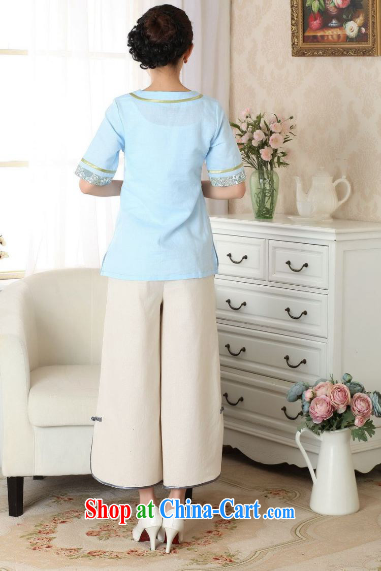 Again, Ms. Jing Tang Women's clothes summer T-shirt linen hand-painted Chinese Han-female improved Chinese short-sleeved A 0055 light blue 2 XL (135 - 145 ) jack pictures, price, brand platters! Elections are good character, the national distribution, so why buy now enjoy more preferential! Health