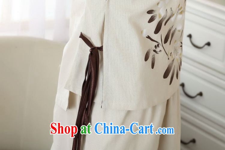 An Jing female Tang Women's clothes summer Crescent T-shirt collar cotton the hand-painted Chinese Han-female improved Tang in A cuff 0054 beige L (recommendations 120 - 130 jack) pictures, price, brand platters! Elections are good character, the national distribution, so why buy now enjoy more preferential! Health