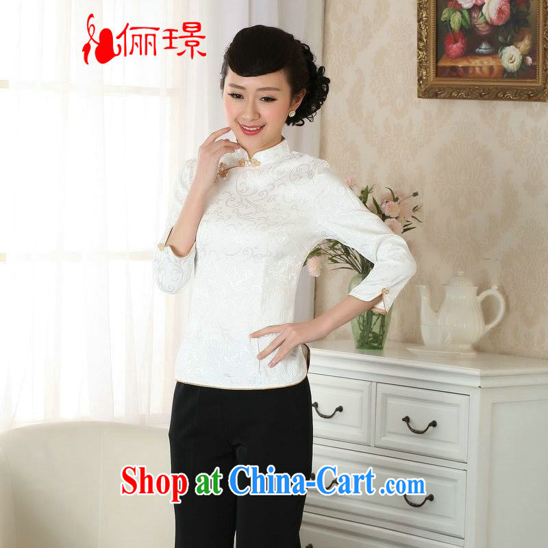 Allow Ms. Jing Tang Women's clothes summer T-shirt, for the hard-pressed Chinese Han-female improved Tang in A cuff 0051 white M (100 - 115 ) jack, an Jing, shopping on the Internet