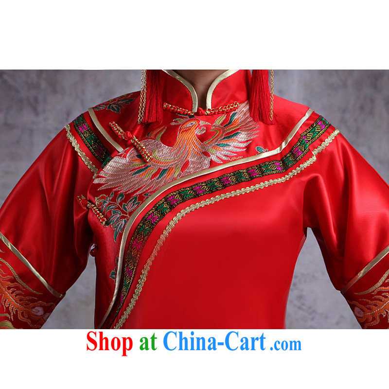 There is embroidery bridal 2015 new Chinese dragon also improved Su-wo clothing cheongsam long bows, marry his clothing and costumes clothing cheongsam dress red XL Suzhou shipment and it is absolutely not a bride, shopping on the Internet