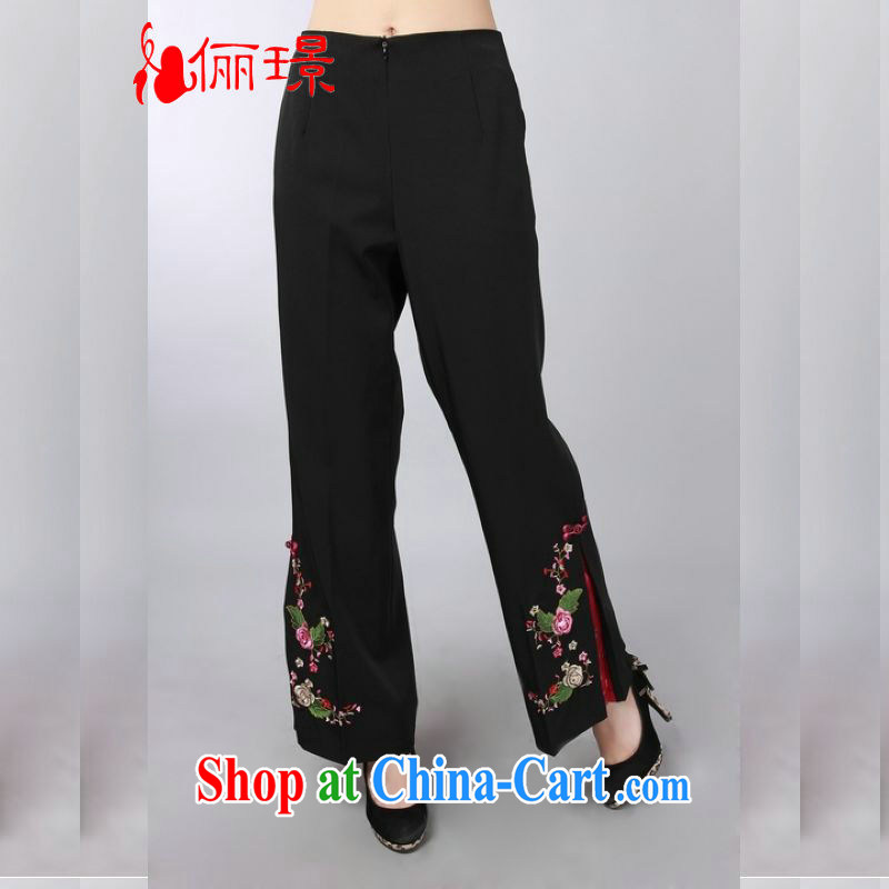 Jing An older child trousers trousers spring and summer with the high waist embroidered short pants MOM pants trousers Wide Leg trousers XH P 146 0006 black 3 XL (2.7 feet), an Jing, shopping on the Internet
