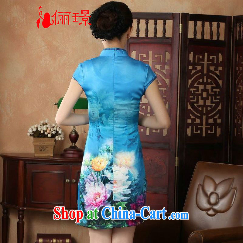 Jing An outfit summer improved retro dresses, for a tight hand-painted Chinese improved cheongsam dress short D 0231 Hu blue 2 XL (recommendations 120 - 130 jack, an Jing, and shopping on the Internet