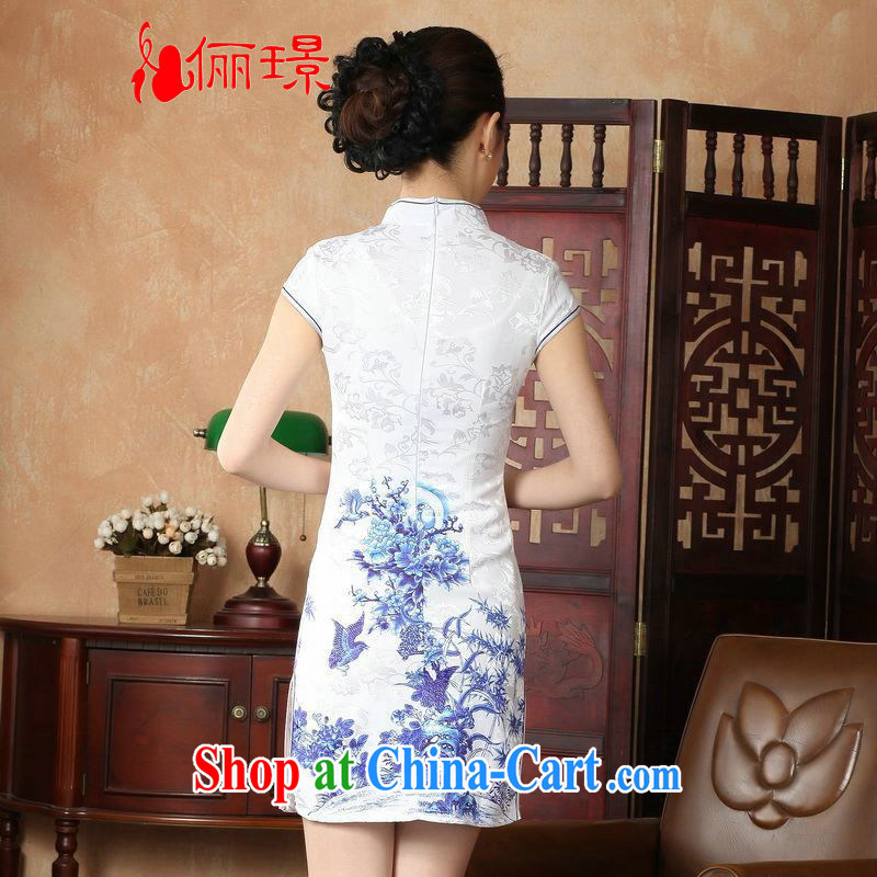 Jing An outfit summer improved retro dresses, for a tight hand-painted Chinese improved cheongsam dress short D 0228 - A White 2XL (120 - 130 ) jack, an Jing, shopping on the Internet