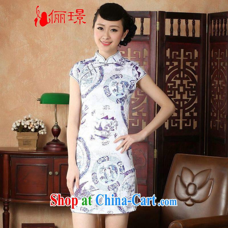 Jing An outfit summer improved retro dresses, for a tight hand-painted Chinese improved cheongsam dress short D 0226 white 2XL, an Jing, shopping on the Internet