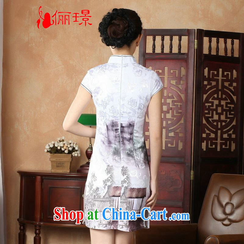 Jing An outfit summer improved retro dresses, for a tight hand-painted Chinese improved cheongsam dress short D 0227 white 2XL (recommendations 120 - 130 jack), an Jing, shopping on the Internet