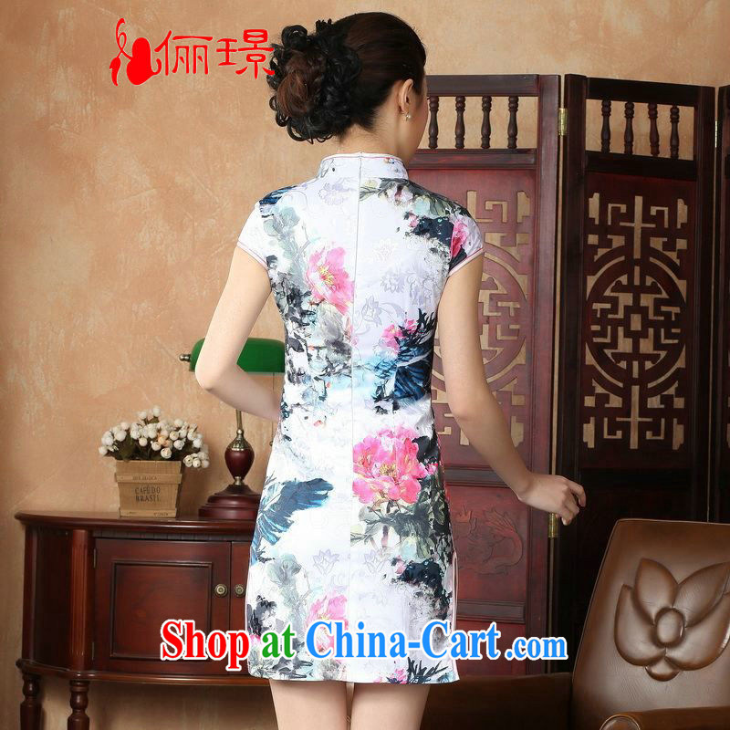 Miss Au contributed dresses summer improved retro dresses, for a tight hand-painted Chinese improved cheongsam dress short 0024 white 2XL (recommendations 120 - 130 jack), an Jing, shopping on the Internet