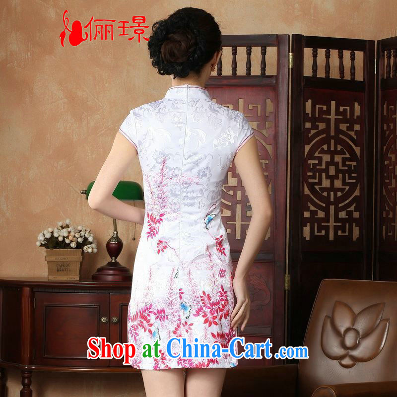 Jing An outfit summer improved retro dresses, for pure cotton hand-painted Chinese improved cheongsam dress short 0222 white 2XL (recommendations 120 - 130 jack), an Jing, shopping on the Internet