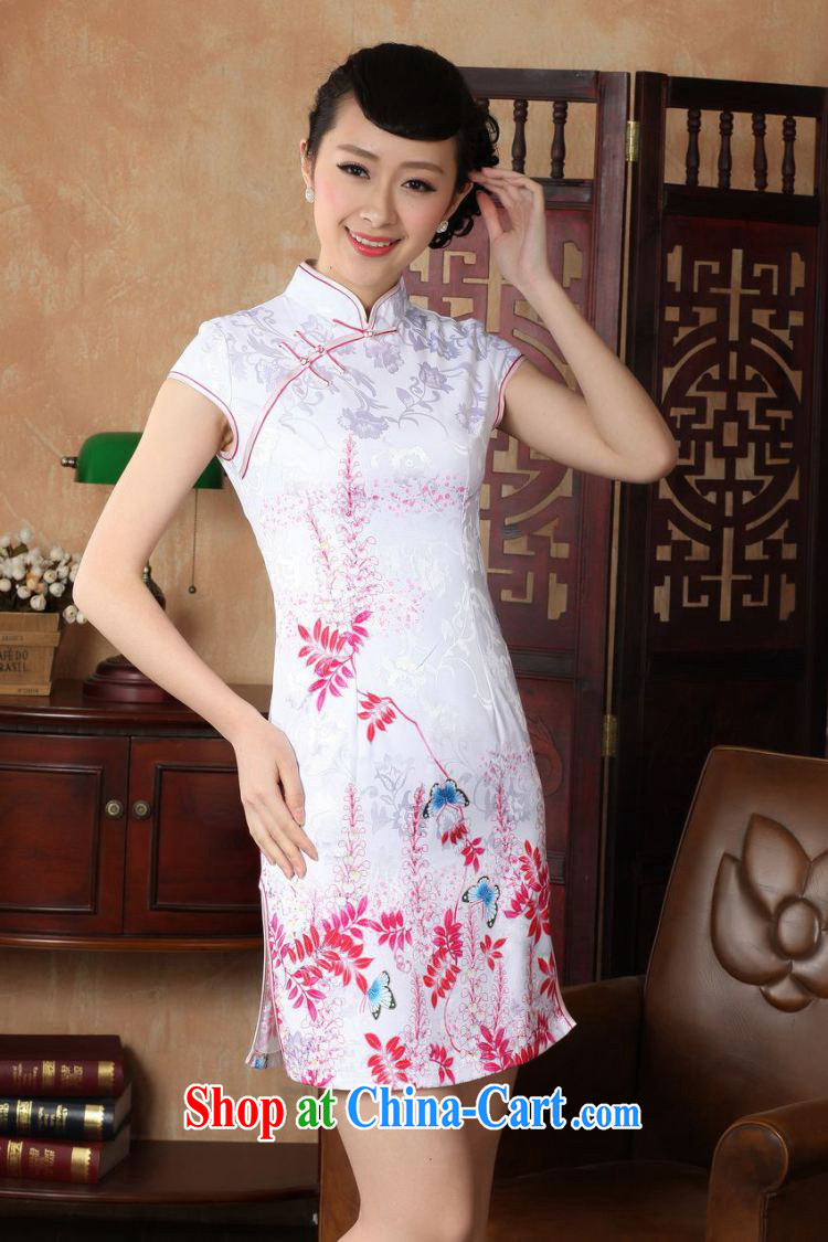 Shanghai, optimize purchase dresses summer improved retro dresses, for a tight cotton stamp Chinese improved cheongsam dress short D 022-A white 2XL recommendations 120 - 130 Jack pictures, price, brand platters! Elections are good character, the national distribution, so why buy now enjoy more preferential! Health