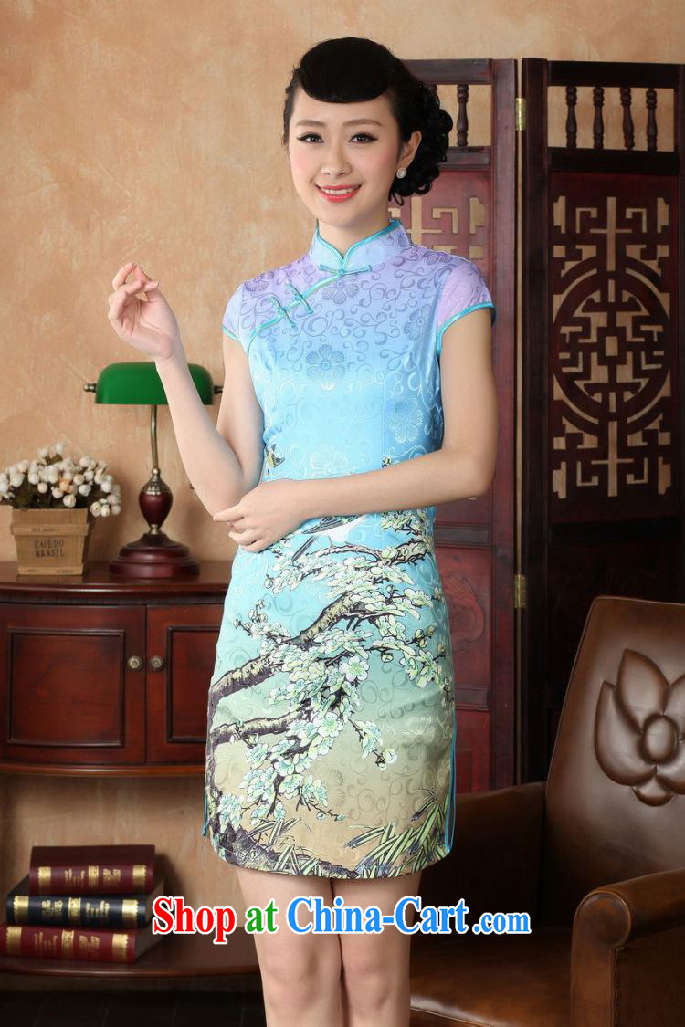 Shanghai, optimize purchase dresses summer improved retro dresses, for a tight cotton stamp Chinese improved cheongsam dress short D 022-A Hu, 2 XL recommendations 120 - 130 Jack pictures, price, brand platters! Elections are good character, the national distribution, so why buy now enjoy more preferential! Health