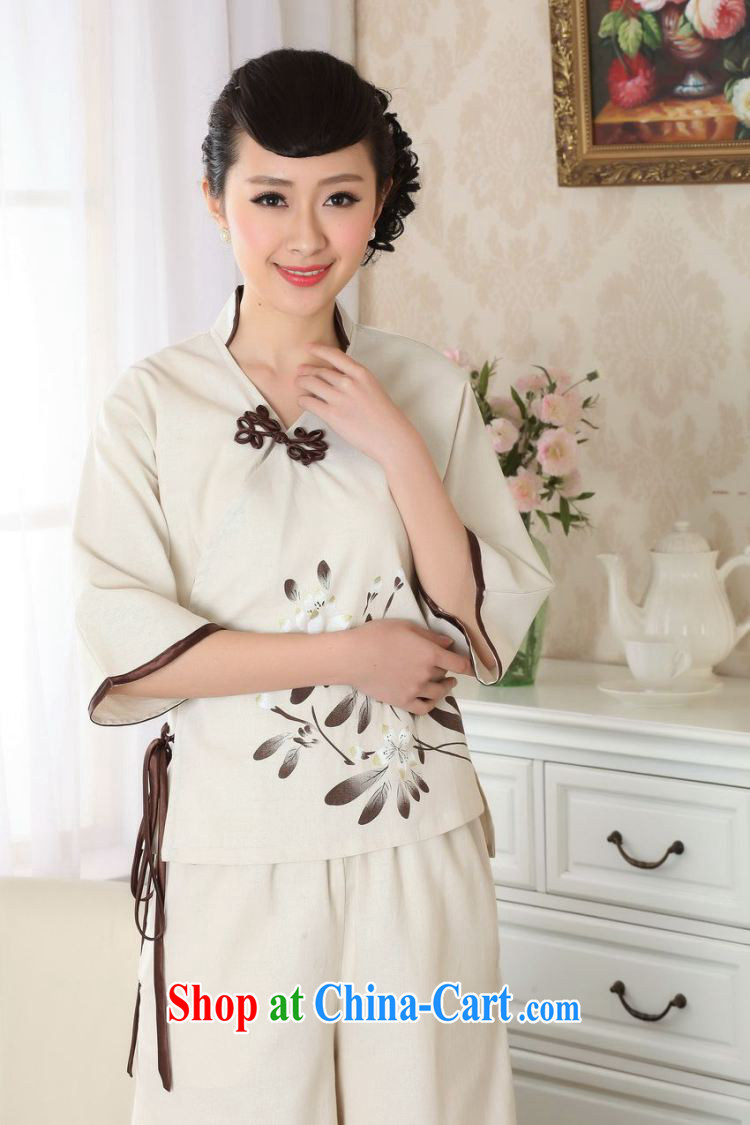 Shanghai, optimize purchase female Tang Women's clothes summer T-shirt, cotton for the National wind Chinese Han-female improved A 0054 beige L pictures, price, brand platters! Elections are good character, the national distribution, so why buy now enjoy more preferential! Health