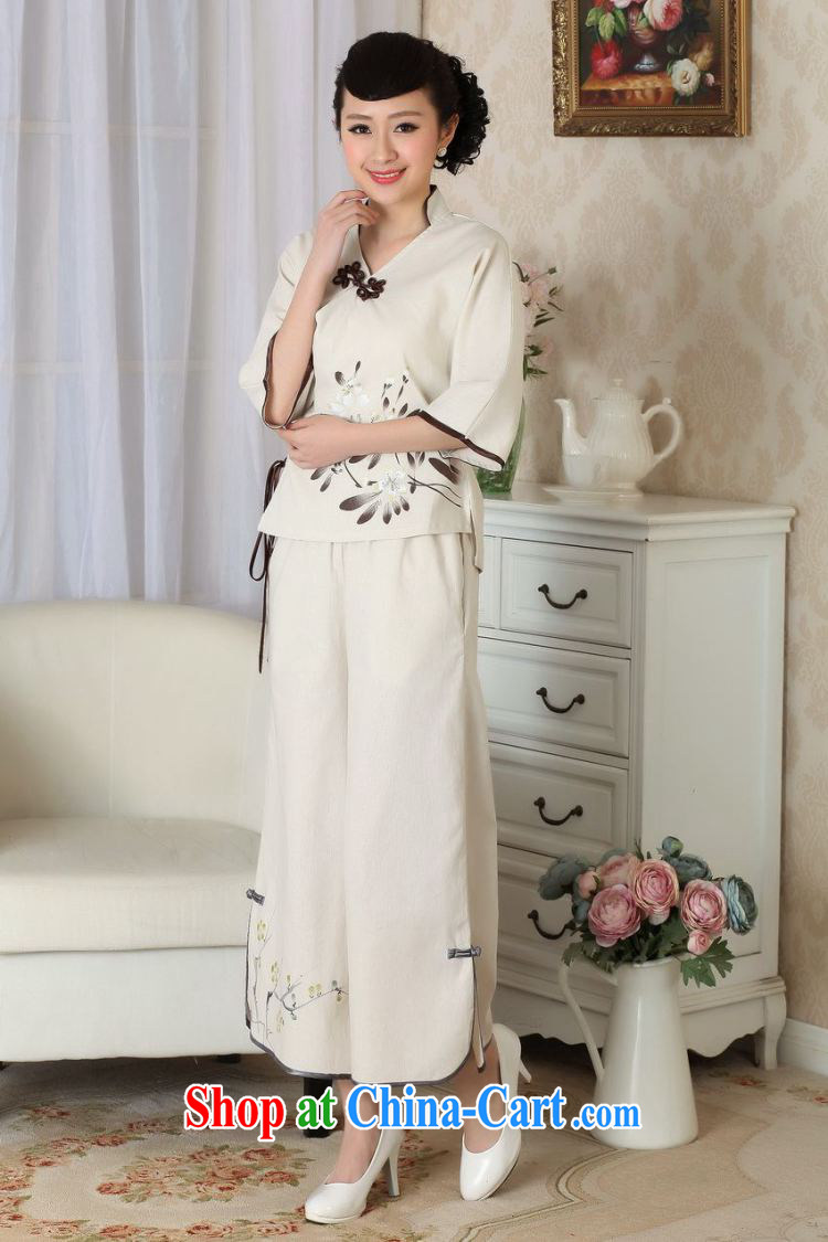 Shanghai, optimize purchase female Tang Women's clothes summer T-shirt, cotton for the National wind Chinese Han-female improved A 0054 beige L pictures, price, brand platters! Elections are good character, the national distribution, so why buy now enjoy more preferential! Health