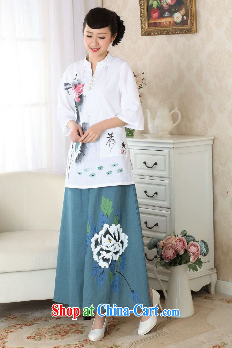 Shanghai, optimize purchase female Tang Women's clothes summer clothes, for hand-painted cotton Ma ethnic wind Chinese Han-female improved A 0057 white 3XL pictures, price, brand platters! Elections are good character, the national distribution, so why buy now enjoy more preferential! Health